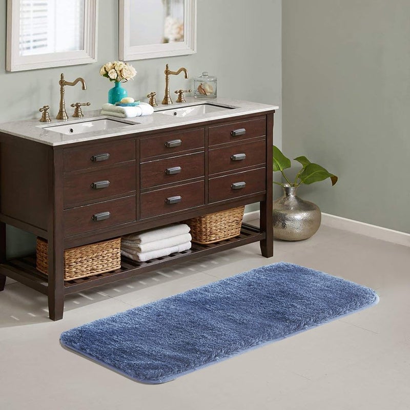 Suchtale Large Bathroom Rug Extra Soft and Absorbent Shaggy Bathroom Mat (24 x 60, Blue) Machine Washable Microfiber Bath Mat, Non Slip Bath Mat, Luxury Bath Floor Mats Rubber Back - Image 1